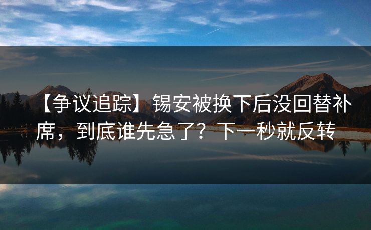 【争议追踪】锡安被换下后没回替补席，到底谁先急了？下一秒就反转